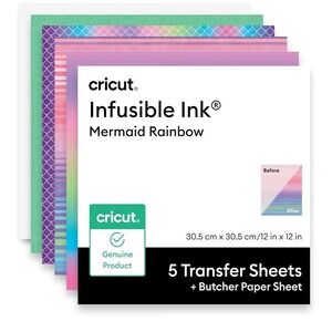 NEW Cricut Infusible Ink 5ct Transfer Sheets Butcher Paper 12x12 Mermaid Pattern